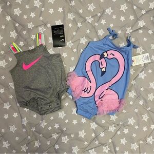 ✨NWT✨Lot of 2 - Baby Girl Tank Top Romper 🦩3M
